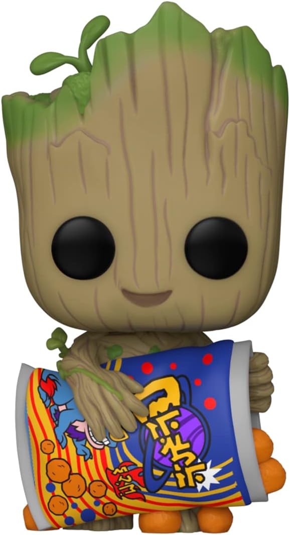 Funko POP! Marvel: Guardians of The Galaxy - Groot - 1/6 Odds for Rare Chase Variant with Cheese Puffs - Groot Shorts - Collectable Vinyl Figure - Gift Idea - Official Merchandise - for Kids & Adults