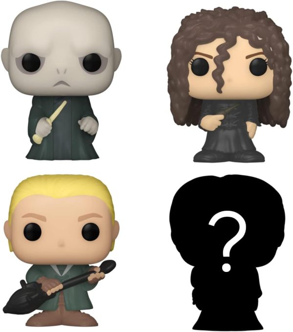 Funko Bitty POP! HP - Voldemort. 4-Pack - Lord Voldemort. Draco Malfoy (Quidditch). Bellatrix Lestrange and A Surprise Mystery Mini Figure - 0.9 Inch (2.2 Cm) - Harry Potter Collectable - Gift Idea