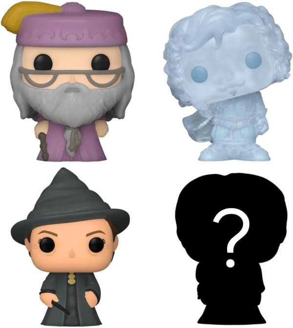 Funko Bitty POP! HP - Dumbledore. 4-Pack - Albus Dumbledore. Nearly Headless Nick. Minerva McGonagall and A Surprise Mystery Mini Figure - 0.9 Inch (2.2 Cm) - Harry Potter Collectable - Gift Idea
