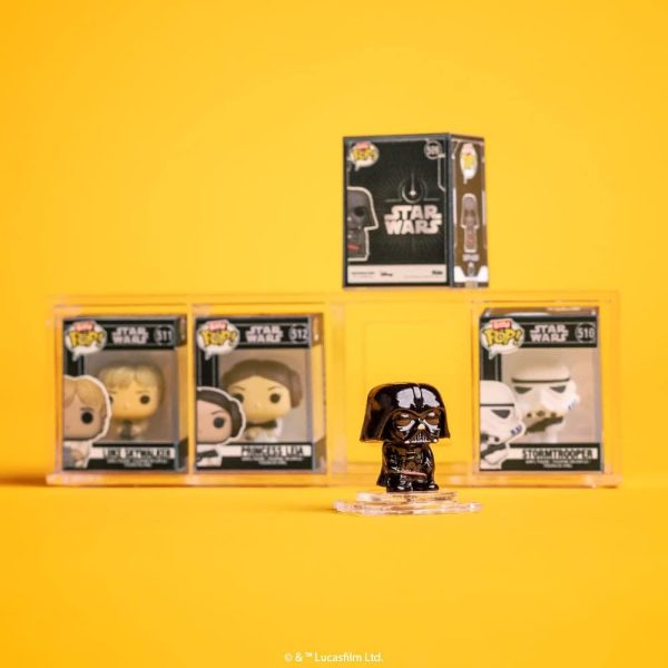 Funko Bitty POP! Star Wars - Darth Vader. 4-Pack - Darth Vader. TIE Fighter Pilot. Stormtrooper and A Surprise Mystery Mini Figure - 0.9 Inch (2.2 Cm) Collectable - Stackable Display Shelf Included