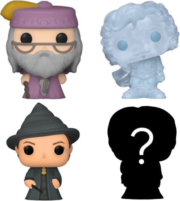 Funko Bitty POP! HP - Dumbledore. 4-Pack - Albus Dumbledore. Nearly Headless Nick. Minerva McGonagall and A Surprise Mystery Mini Figure - 0.9 Inch (2.2 Cm) - Harry Potter Collectable - Gift Idea