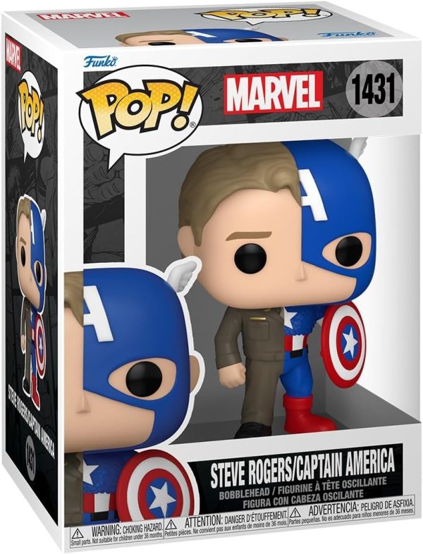 Funko Pop Marvel: Split - Captain America/Steve Rogers - Marvel Comics - Collectable Vinyl Figure - Gift Idea - Official Merchandise - Toys for Kids & Adults - Superheroes Fans