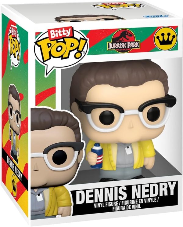 Funko Bitty Pop! Jurassic Park: Mr. DNA. Dilophosaurus Fossil. Dennis Nedry. and Dilophosaurus. with a 1 in 6 Chance for a Surprise Figure - 0.9 Inch (2.2 Cm) Collectable - Gift Idea - Cake Topper