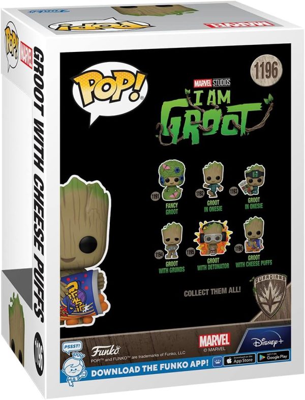 Funko POP! Marvel: Guardians of The Galaxy - Groot - 1/6 Odds for Rare Chase Variant with Cheese Puffs - Groot Shorts - Collectable Vinyl Figure - Gift Idea - Official Merchandise - for Kids & Adults