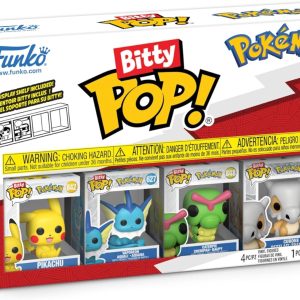 Funko Pop! Bitty: Pokemon - Pikachu. Vaporeon. Caterpie. and Cubone - 0.9 Inch (2.2 Cm) Collectable - Stackable Display Shelf Included - Gift Idea - Party Bags Stocking