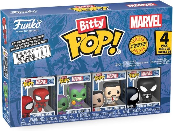 Funko Pop! Bitty: Spider-Man - Spider-Man. Green Goblin. J Jonah Jameson. and Mystery Chase Figure - 0.9 Inch (2.2 Cm) - Marvel Comics Collectable - Stackable Display Shelf Included - Gift Idea