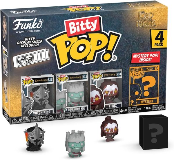 Funko Bitty POP! Lord of The Rings - Witch King. 4-Pack? and A Surprise Mystery Mini Figure - 0.9 Inch (2.2 Cm) - Lord of The Rings Collectable - Stackable Display Shelf Included - Gift Idea