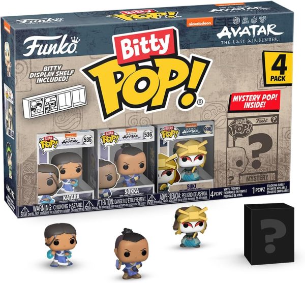 Funko Bitty Pop! Avatar: The Last Airbender - Katara. Sokka. Suki. & A Surprise Mystery Mini Figure - 0.9 Inch (2.2 Cm) Collectable - Stackable Display Shelf Included - Gift Idea - Cake Topper