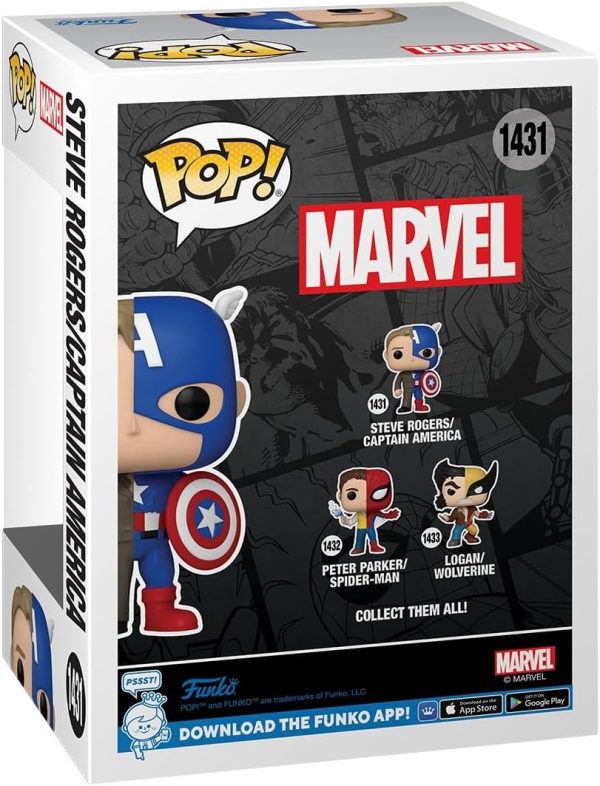 Funko Pop Marvel: Split - Captain America/Steve Rogers - Marvel Comics - Collectable Vinyl Figure - Gift Idea - Official Merchandise - Toys for Kids & Adults - Superheroes Fans