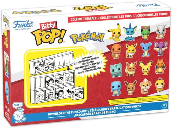 Funko Pop! Bitty: Pokemon - Squirtle. Eevee. Growlithe. and Psyduck - 0.9 Inch (2.2 Cm) Collectable - Stackable Display Shelf Included - Gift Idea - Party Bags Stocking