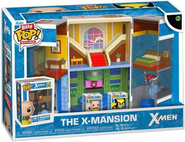 Funko Pop! Bitty Boxes: X-Men - The X-Mansion Playset - Wolverine and Professor X - Collectable Display Case with Interior Scene and Storage - Gift Idea