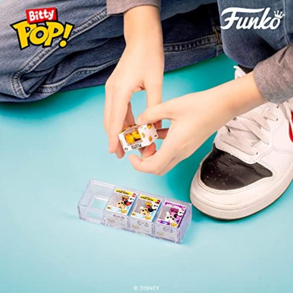 Funko Bitty POP! Disney - Mickey. 4-Pack - Mickey Mouse. Minnie Mouse (Pink Dress). Pluto and A Surprise Mystery Mini Figure - 0.9 Inch (2.2 Cm) Collectable - Stackable Display Shelf Included