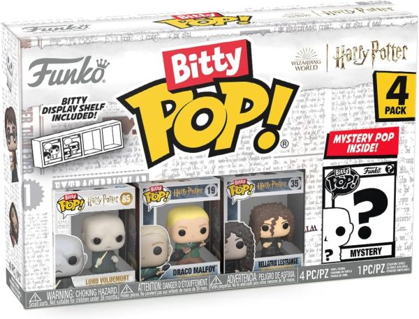 Funko Bitty POP! HP - Voldemort. 4-Pack - Lord Voldemort. Draco Malfoy (Quidditch). Bellatrix Lestrange and A Surprise Mystery Mini Figure - 0.9 Inch (2.2 Cm) - Harry Potter Collectable - Gift Idea