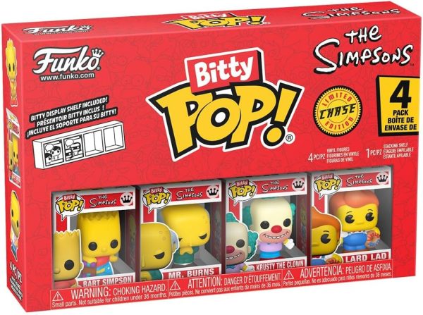 Funko Pop! Bitty: Simpsons - Bart Simpson. Mr. Burns. Krusty The Clown. and Mystery Chase Figure - 0.9 Inch (2.2 Cm) - The Simpsons Collectable - Stackable Display Shelf Included