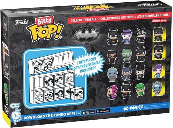 Funko Bitty POP! Batman 85th - Freeze. 4-Pack and A Surprise Mystery Mini Figure - 0.9 Inch (2.2 Cm) - DC Comics Collectable - Stackable Display Shelf Included - Gift Idea - Party Bags Stocking