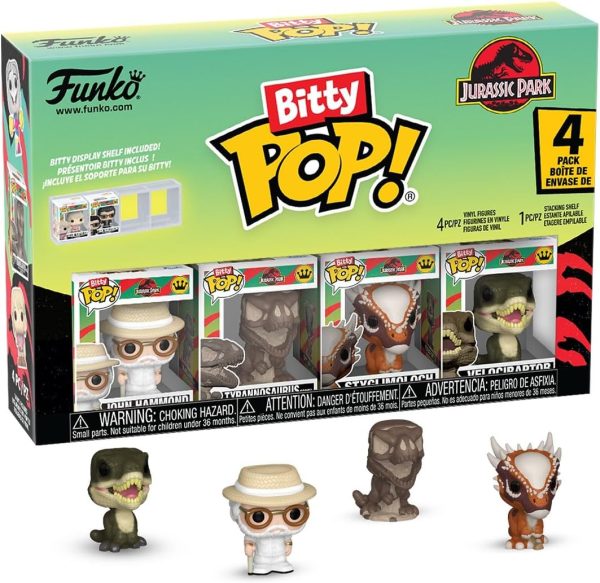 Funko Bitty Pop! Jurassic Park: John Hammond. Tyrannosaurus Fossil. Stygimoloch. and Velociraptor. with a 1 in 6 Chance for a Mystery Figure - 0.9 Inch (2.2 Cm) Collectable - Gift Idea - Cake Topper