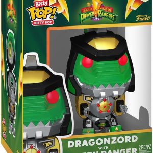 Funo Pop! Bitty Bots: Power Rangers - Dragon Zord with Green Ranger - 0.9 Inch and 4.7 Inch (11.9 Cm) - Television Collectable - Gift Idea - Toys for Kids & Adults