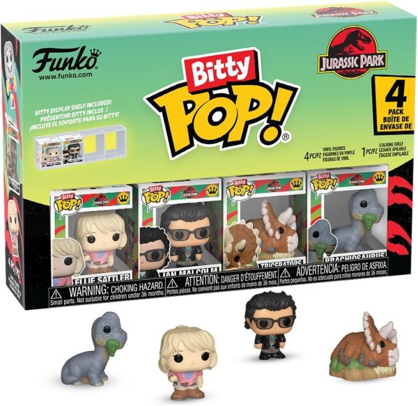 Funko Bitty Pop! Jurassic Park: Ellie Sattler. Ian Malcolm. Triceratops. and Brachiosaurus. with a 1 in 6 chance for a Surprise Mystery Figure - 0.9 Inch (2.2 Cm) Collectable - Gift Idea - Cake Topper